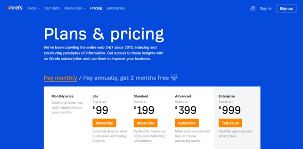Ahrefs Pricing Image